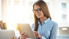 Worker using tablet