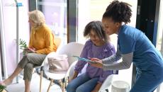 Healthcare worker filling out questionnaire